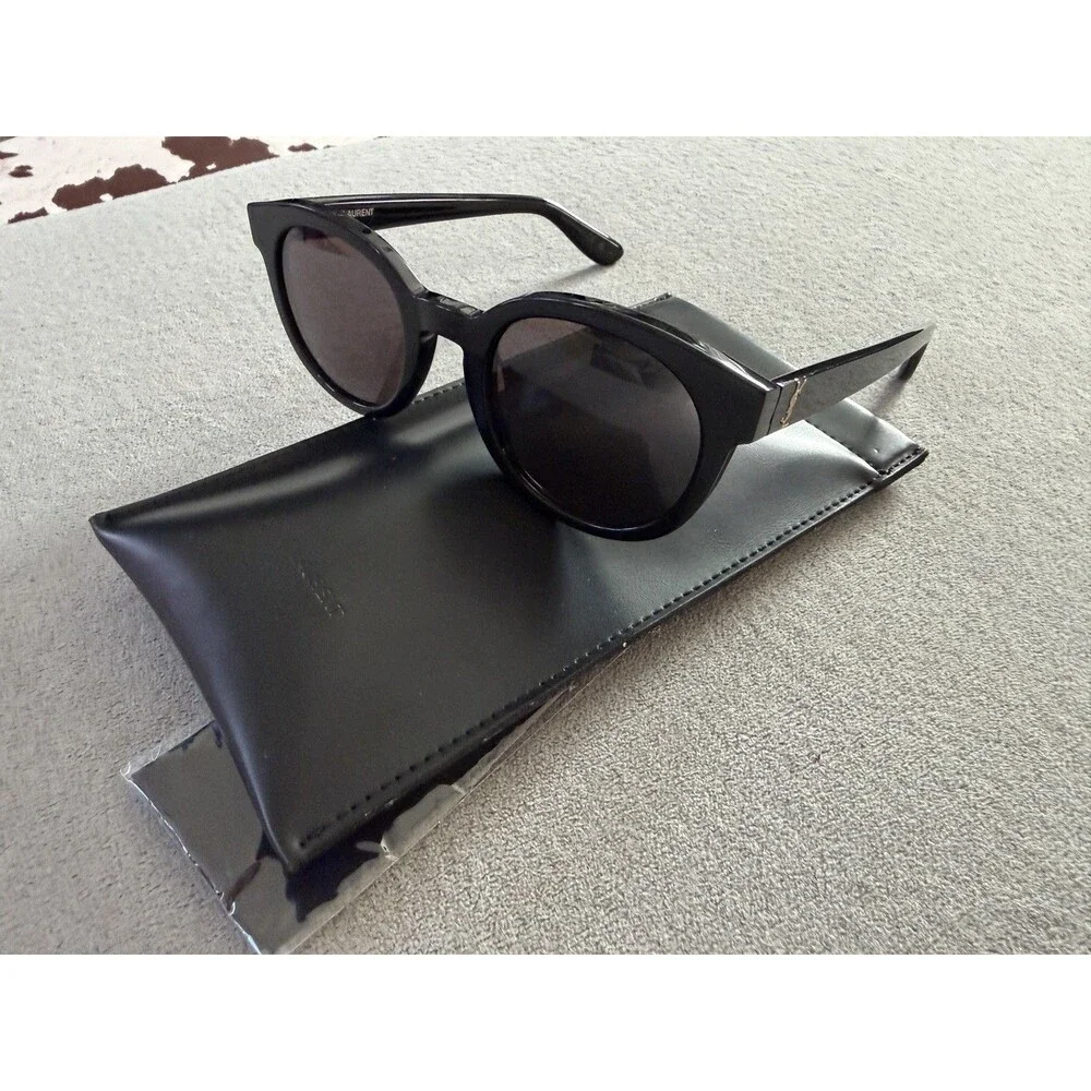 SAINT LAURENT SL M15 005 5124-145 Black Women's Sunglasses Logo Gold